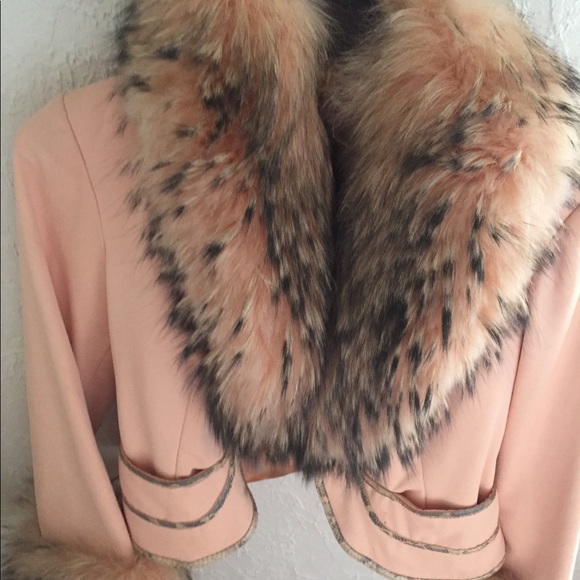 Real fox fur ❣️❣️Alberto Leonardo salmón  leather & fox Jacket.. - Picture 2 of 7